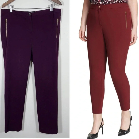 🌟✨2 for $20 ✨🌟 Calvin Klein Purple Zip Pocket Trouser - Picture 1 of 13